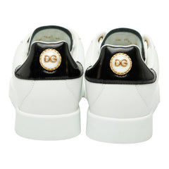 ドルチェアンドガッバーナ ポルトフィーノ スニーカー サイズ:36 ホワイト ブラック レザー フェイクパール レディース DOLCE&GABBANA 【中古】