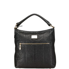 レザージュエルズ JRA パイソン ハンドバッグ ワンショルダーバッグ ブラック レザー レディース 【中古】