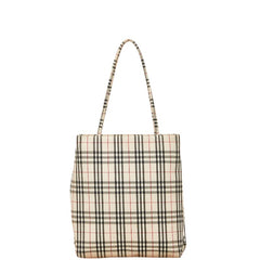 バーバリー ノバチェック トートバッグ ベージュ ブラック キャンバス レディース BURBERRY 【中古】