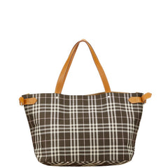 バーバリー ノバチェック ブルーレーベル トートバッグ ブラウン ピンク キャンバス レザー レディース BURBERRY 【中古】