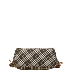 バーバリー ノバチェック ブルーレーベル トートバッグ ブラウン ピンク キャンバス レザー レディース BURBERRY 【中古】