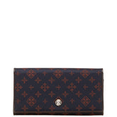 ラシット ロゴ 長財布 ブラウン ナイロン レザー レディース russet 【中古】