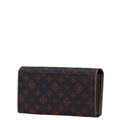 ラシット ロゴ 長財布 ブラウン ナイロン レザー レディース russet 【中古】