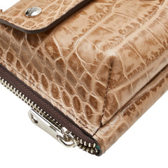 エーディーエムジェイ クロコ型押し チェーン ショルダーバッグ ウォレットバッグ ベージュ レザー レディース ADMJアクセソワ 【中古】