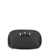 マイケルコース リボン ポーチ ブラック ゴールド レザー レディース Michael Kors 【中古】