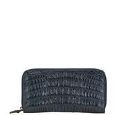 カイマン 長財布 ラウンドファスナー ネイビー レザー メンズ 【中古】