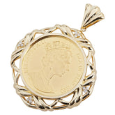 K24 ゴールド K18YG イエローゴールド ダイヤ0.13ct エリザベス2世 マン島キャットコイン 1/2OZ ペンダントトップ レディース 【中古】