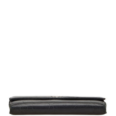 シャネル カメリア ココマーク 長財布 ブラック シルバー ラムスキン レディース CHANEL 【中古】