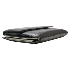 シャネル カメリア ココマーク 長財布 ブラック シルバー ラムスキン レディース CHANEL 【中古】