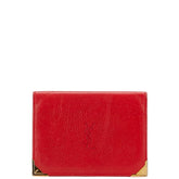 サンローラン YSLロゴ パスケース カードケース レッド ゴールド レザー レディース SAINT LAURENT 【中古】