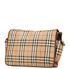 バーバリー ノバチェック シャドーホース ショルダーバッグ ベージュ ブラウン キャンバス レザー レディース BURBERRY 【中古】