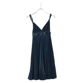 バーバリー プリーツ キャミソールワンピース サイズ:2 ネイビー ポリエステル レディース BURBERRY 【中古】