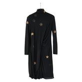 バーバリー 星 スター フリンジ ドレス ワンピース ブラック ゴールド レーヨン シルク レディース BURBERRY 【中古】