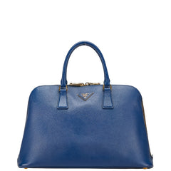 プラダ 三角ロゴプレート ハンドバッグ ブルー レザー レディース PRADA 【中古】