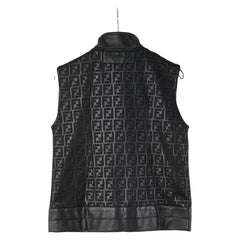 フェンディ ズッカ ジャケット ノースリーブ パンツ セットアップ サイズ:M ブラック コットン レザー レディース FENDI 【中古】