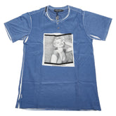 ドルチェアンドガッバーナ マリリンモンロー 切り替え ヘンリーネックTシャツ サイズ:44 ブルー コットン シルク メンズ DOLCE&GABBANA 【中古】
