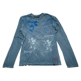 ドルチェアンドガッバーナ ミッキー オーバーダイ 長袖Tシャツ ロンT サイズ:46 グレー マルチカラー コットン メンズ DOLCE&GABBANA 【中古】