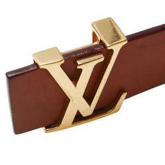 ルイ ヴィトン サンチュール イニシアル ベルト 85/34 M6903 ブラウン ゴールド レザー メッキ レディース LOUIS VUITTON 【中古】