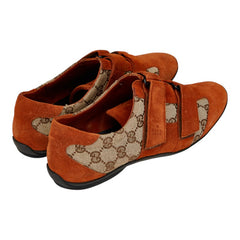 グッチ GGキャンバス ベルクロ スニーカー サイズ:39 121830 ベージュ オレンジ キャンバス スウェード レディース GUCCI 【中古】
