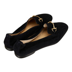 グッチ ホースビット パンプス フラットシューズ サイズ:37 1/2 ブラック ヌバック レディース GUCCI 【中古】