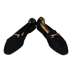 グッチ ホースビット パンプス フラットシューズ サイズ:37 1/2 ブラック ヌバック レディース GUCCI 【中古】