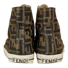 フェンディ ズッカ スニーカー ハイカットスニーカー サイズ:34 ベージュ ブラウン キャンバス レディース FENDI 【中古】