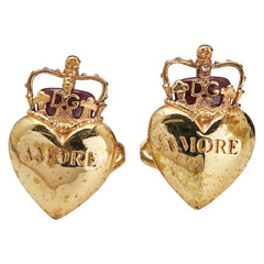 ドルチェアンドガッバーナ ハート モチーフ カフス ゴールド レッド メッキ レディース DOLCE&GABBANA 【中古】
