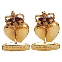 ドルチェアンドガッバーナ ハート モチーフ カフス ゴールド レッド メッキ レディース DOLCE&GABBANA 【中古】
