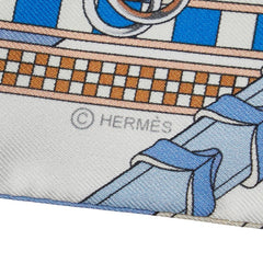 エルメス ツイリー Brides et Gris Gris 馬勒とチャーム スカーフ ブルー ホワイト マルチカラー シルク レディース HERMES 【中古】