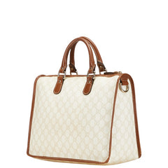 グッチ GGスプリーム ハンドバッグ 190259 ホワイト ブラウン PVC レザー レディース GUCCI 【中古】