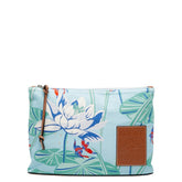 ロエベ ×パウラズイビザ ポーチ ライトブルー マルチカラー キャンバス レザー レディース LOEWE 【中古】