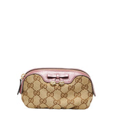グッチ GGキャンバス ポーチ 小物入れ 308728 ベージュ ピンク キャンバス レザー レディース GUCCI 【中古】