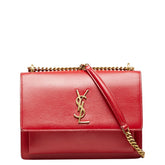 サンローラン YSLロゴ チェーン ショルダーバッグ レッド レザー レディース SAINT LAURENT 【中古】