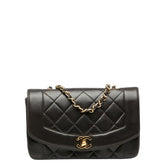 シャネル ダイアナ23 マトラッセ ココマーク チェーン ショルダーバッグ ブラック ラムスキン レディース CHANEL 【中古】