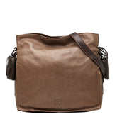 ロエベ アナグラム フラメンコ タッセル ショルダーバッグ ブラウン レザー レディース LOEWE 【中古】