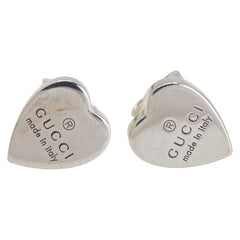 グッチ ロゴ ハート スタッド ピアス SV925 シルバー レディース GUCCI 【中古】