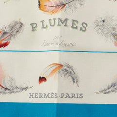 エルメス カレ90 PLUMES par Henride Linares 羽 スカーフ ブルー ホワイト マルチカラー シルク レディース HERMES 【中古】