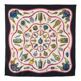 エルメス カレ90 Qu importe le flacon 香水瓶 スカーフ ブラック ホワイト マルチカラー シルク レディース HERMES 【中古】