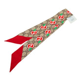 グッチ GGプリント りんご ネックボウ 627485 ベージュ マルチカラー シルク レディース GUCCI 【中古】