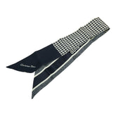 ディオール ミッツァ モンテーニュ 千鳥格子 スカーフ ブラック ホワイト シルク レディース Dior 【中古】