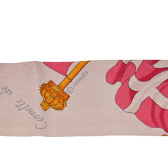 エルメス ツイリー 旗 スカーフ ピンク マルチカラー シルク レディース HERMES 【中古】