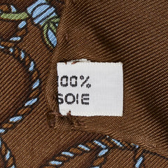 エルメス プチカレ ベルト 縄 モチーフ ハンカチ ブラウン ブルー シルク レディース HERMES 【中古】