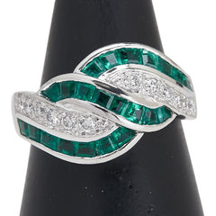 Pt900 プラチナ エメラルド1.50ct ダイヤ0.34ct リング 指輪 レディース 14号 【中古】