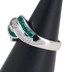 Pt900 プラチナ エメラルド1.50ct ダイヤ0.34ct リング 指輪 レディース 14号 【中古】