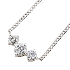 Pt900 プラチナ Pt850 プラチナ ダイヤ0.75ct スリーストーン ペンダントネックレス レディース 【中古】