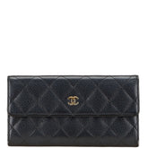 シャネル マトラッセ ココマーク 長財布 ブラック キャビアスキン レディース CHANEL 【中古】