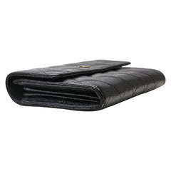 シャネル マトラッセ ココマーク 長財布 ブラック キャビアスキン レディース CHANEL 【中古】