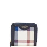 バーバリーブルーレーベル クレストブリッジ チェック 二つ折り財布 ネイビー マルチカラー PVC レザー レディース BURBERRY BLUE LABEL 【中古】