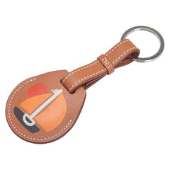 エルメス Apple Air Tag エアタグ チャーム バッグチャーム ブラウン シルバー ヴォースイフト メタル レディース HERMES 【中古】