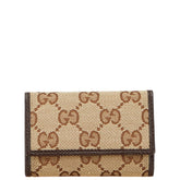 グッチ GGキャンバス 6連 キーケース 138093 ベージュ ブラウン キャンバス レザー レディース GUCCI 【中古】